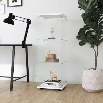White Glass Display Cabinet with 3 Shelves