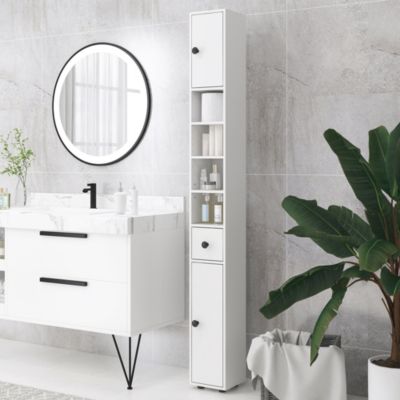 71" Tall White Storage Cabinet with Adjustable Shelves