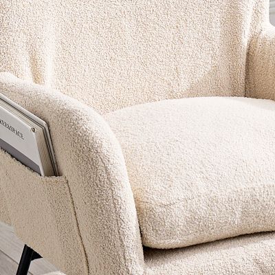 Modern High-Backed Rocking Sofa Chair in Teddy Material