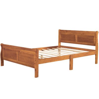 Streamdale Full Size Wood Platform Bed With Headboard And Wooden Slat Support