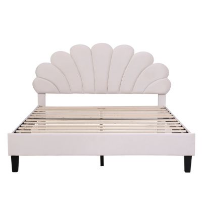 Streamdale Velvet Flower Platform Bed, Queen