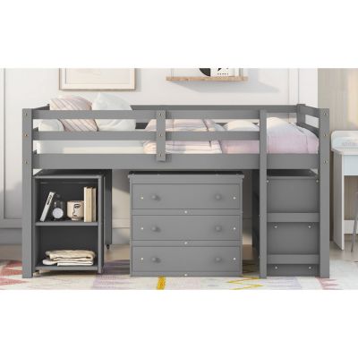 Streamdale Multifunctional Loft Bed with Desk, Storage, and Shelves