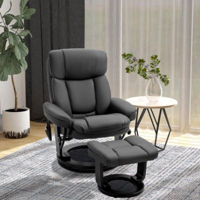 PU Leather Massage Recliner Chair W/ Footrest, 10 Vibration Points