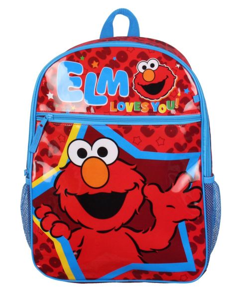 Рюкзак Sesame Street Elmo Loves You Star Dual-Compartment Front Pocket Bag 16"