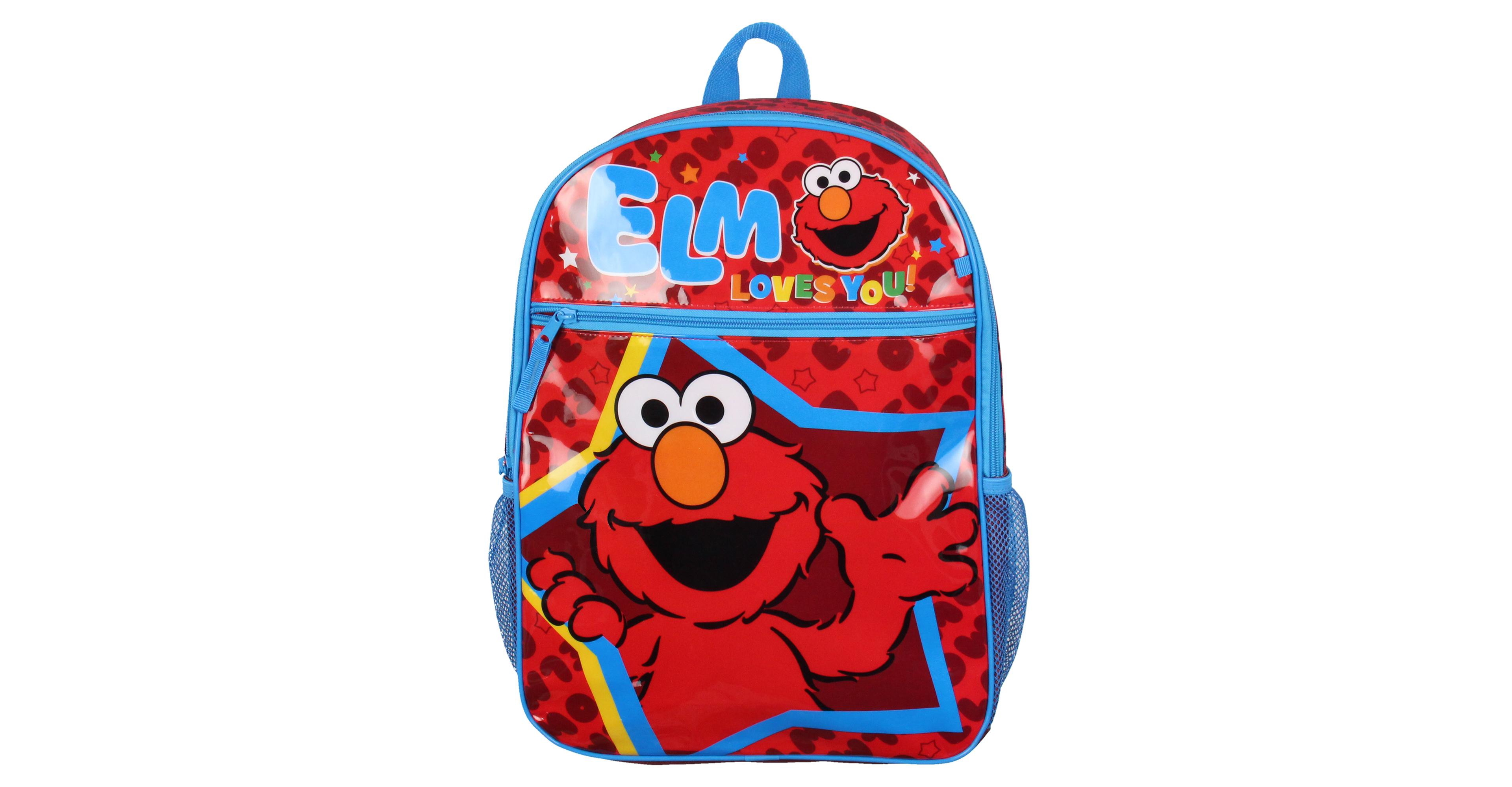 Sesame Street Elmo Loves You Star Dual-Compartment Front Pocket Backpack Bag