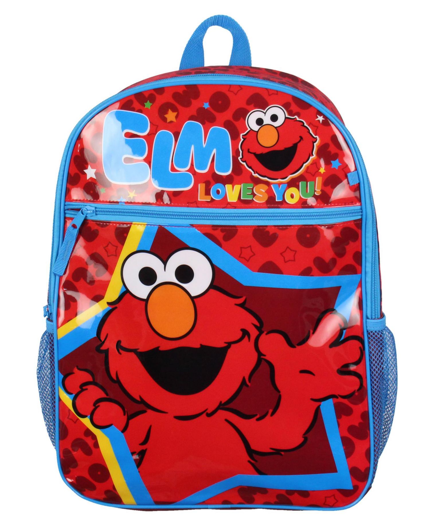 Elmo Loves You Star Dual-Compartment Front Pocket Backpack Bag 16"
