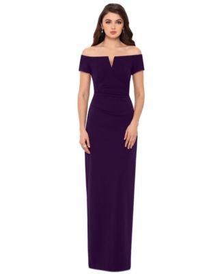 Macy's xscape off the shoulder dress best sale