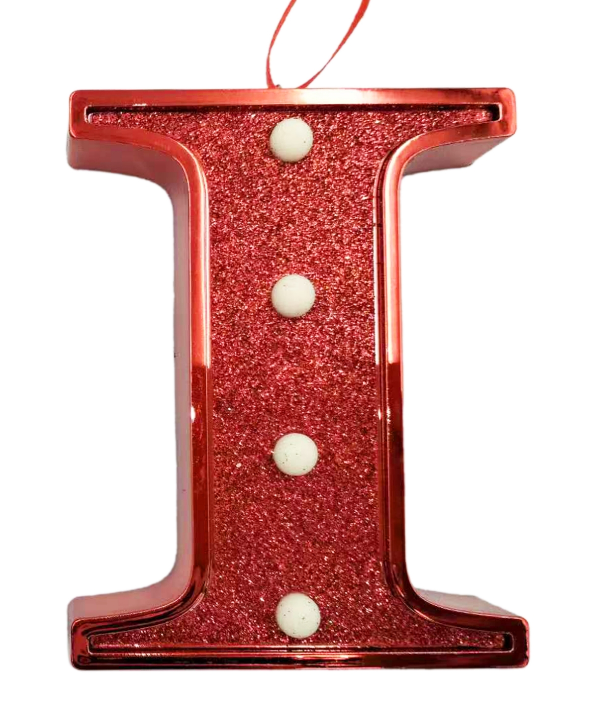Ganz Light Up Initial Red Glitter Ornament In Red