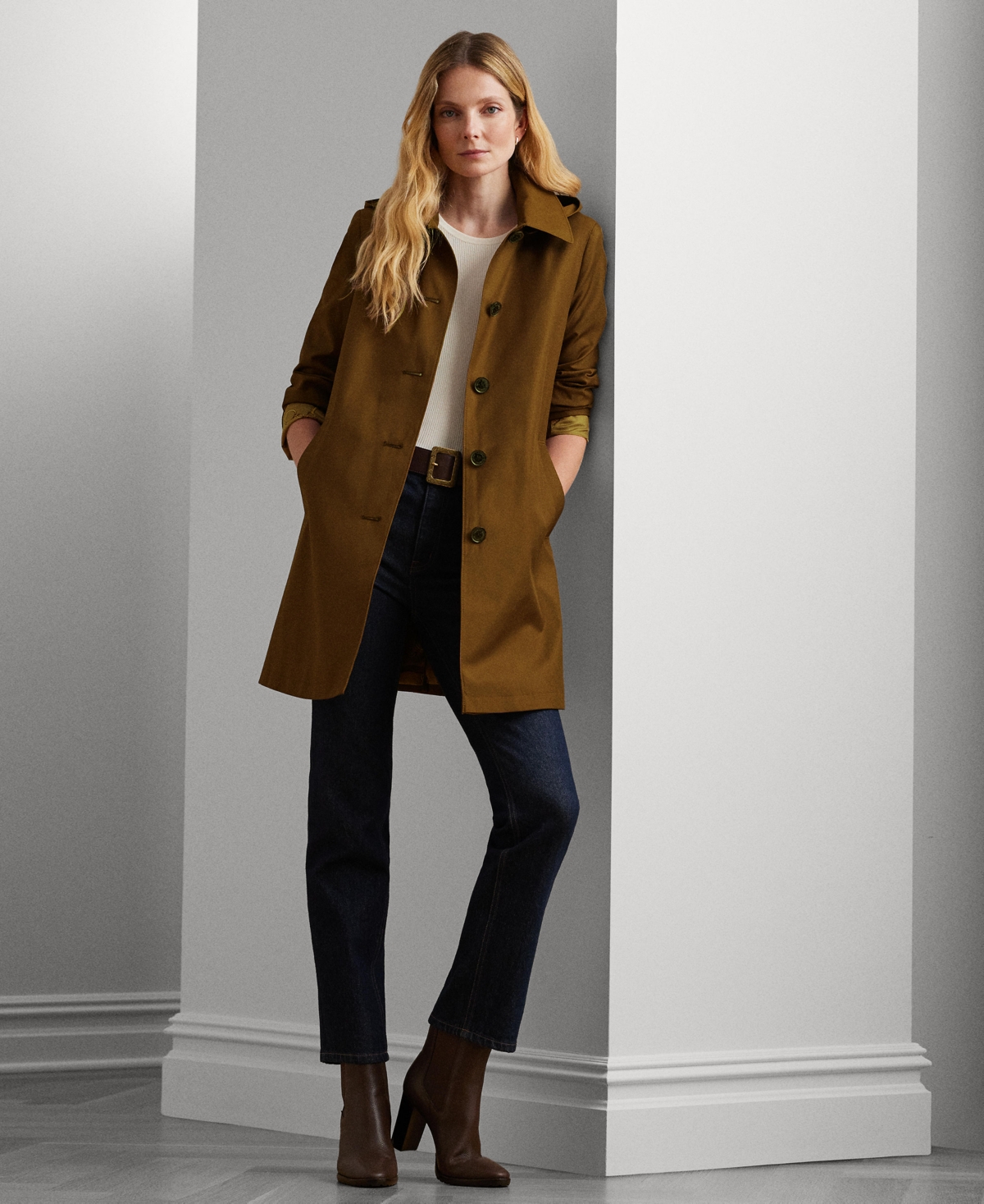 Lauren Ralph Lauren Womens Hooded A-Line Raincoat