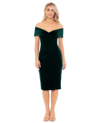 XSCAPE Women s Velvet Off The Shoulder Midi Dress Macy s