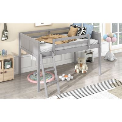 Streamdale Twin Wood Loft Bed with Reversible Ladder