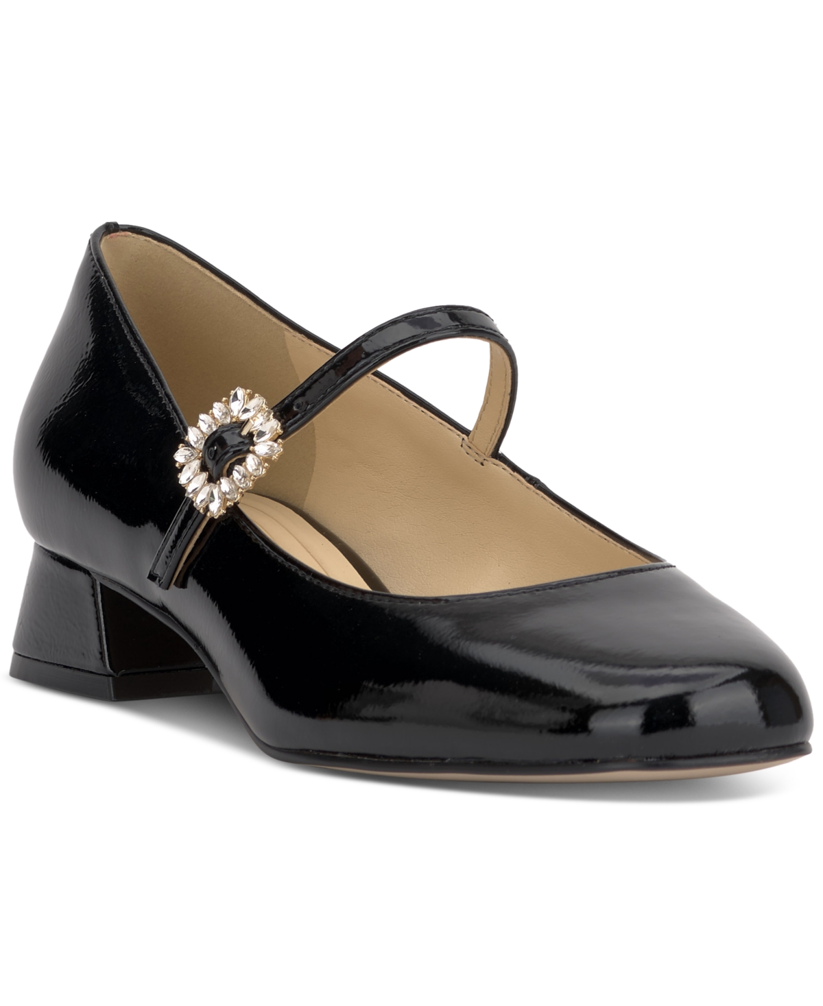 Women's Treen Block-Heel Mary Jane Pumps - Dark Teal Crinkle Metallic