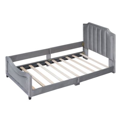 Streamdale Gray Striped Upholstered Twin Daybed
