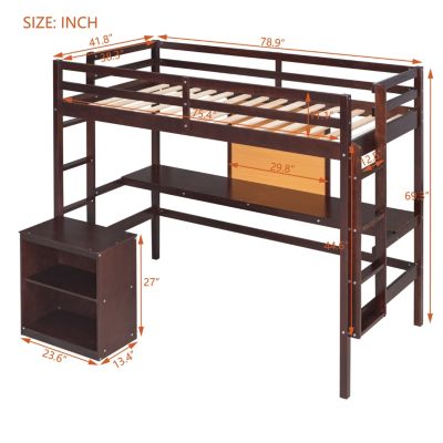 Twin Loft Bed with Desk & Storage