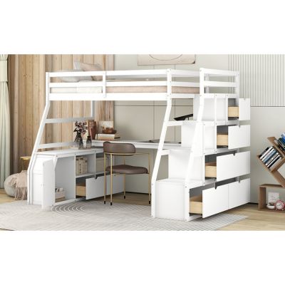Streamdale Twin Size Loft Bed With With 7 Drawers 2 Shelves And Desk