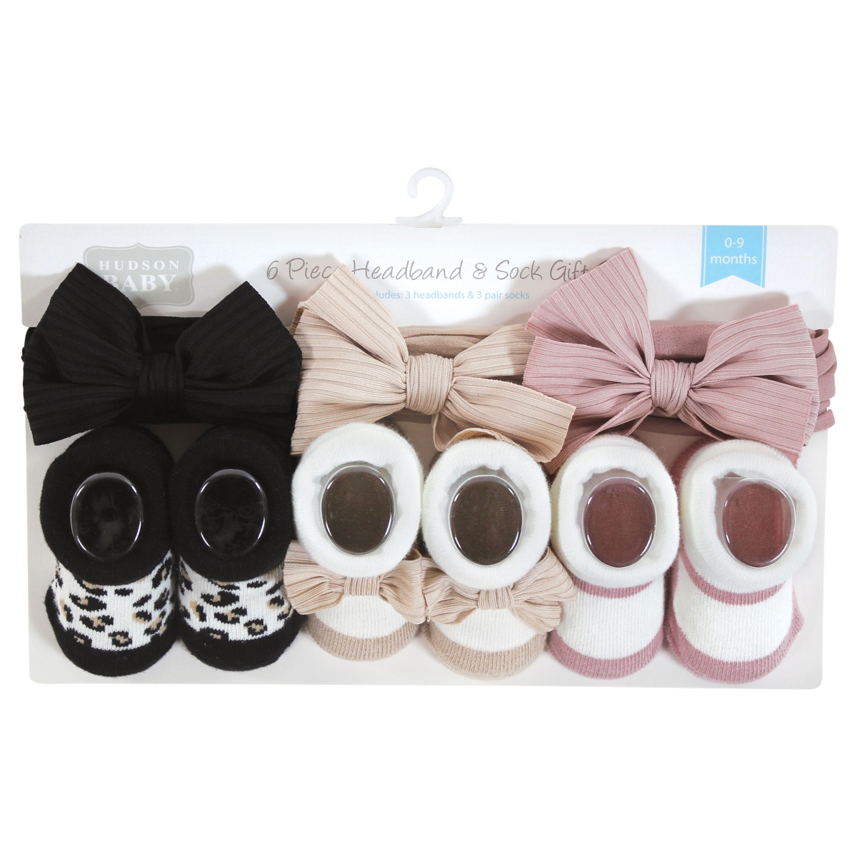 Hudson Baby Baby Girls Headband and Socks Giftset, One - Taupe pink