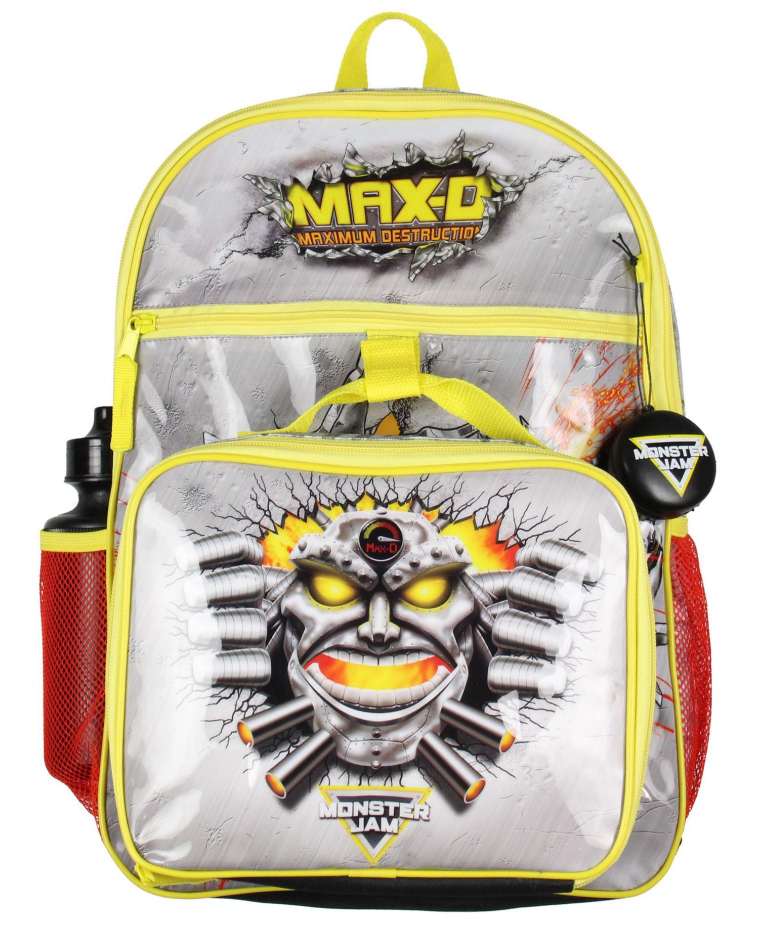 MAX-D Monster Truck 5 PC Backpack Lunch Box Water Bottle Icepack Charm 16"