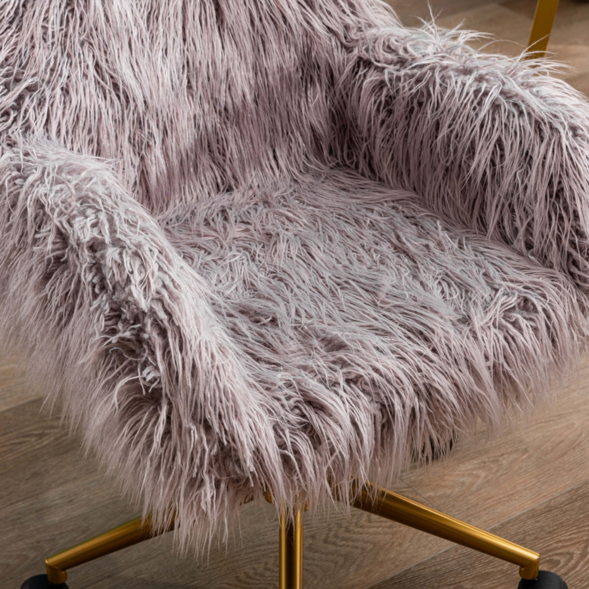 Simplie Fun Faux Fur Chair with Gold Plated Base