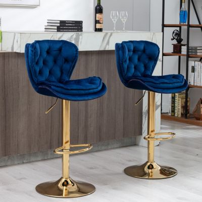 Adjustable Swivel Bar Stools with Chrome Base (Set of 2)