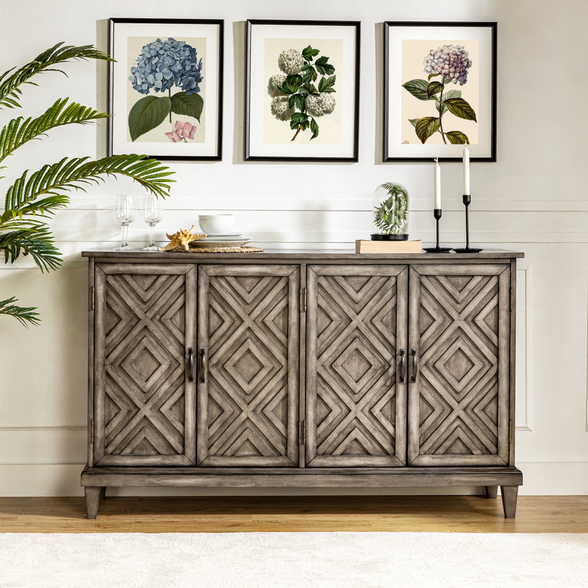 Traditional Angel 60" Wide Sideboard with Adjustable Shelves