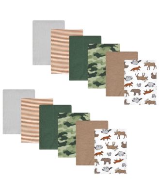 Boys 12 Pack Cotton-Poly Flannel Burp Cloths