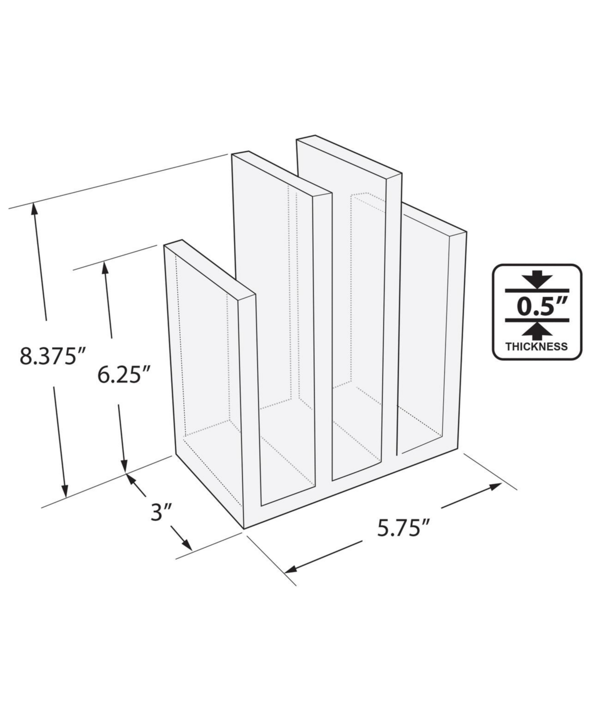 Azar Displays Clear Acrylic Bookend and Desk File Sorter