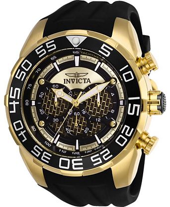 Men's Speedway Quartz Multifunction Black, Gold Dial Silicon Watch