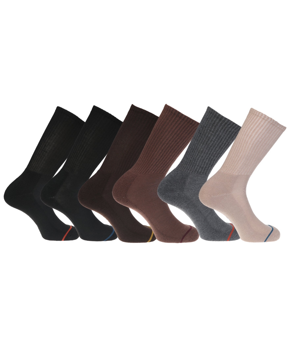 Men's Performance Socks - 3 and 6 -Pairs Athletic and Dress Crew Socks - Tan multi 2 (6 pairs)