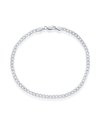 Sterling Silver 3.5mm Cuban Anklet Rhodium Plated