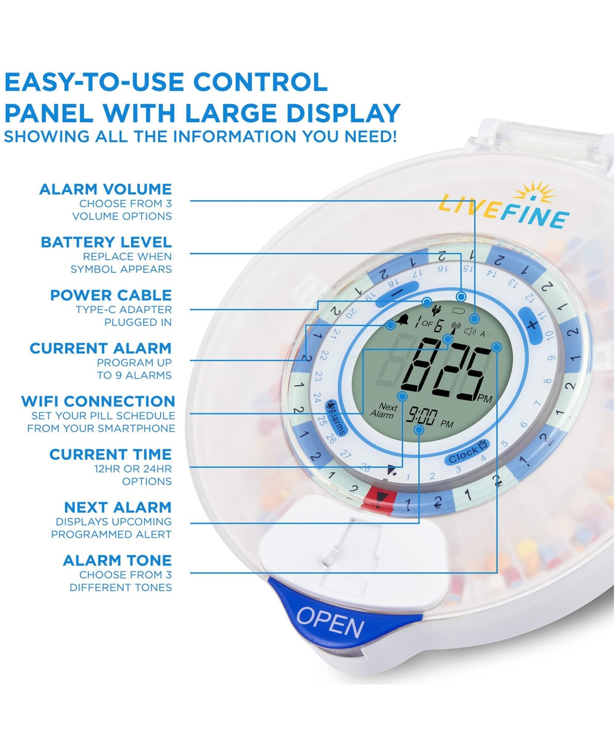 LiveFine Smart WiFi Automatic Pill Dispenser with Locking Key and More