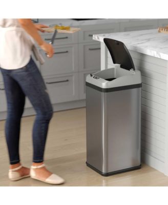 Platinum Edition Stainless Steel Sensor Trash Can with AbsorbX Odor Filter 13 Gallon Silver