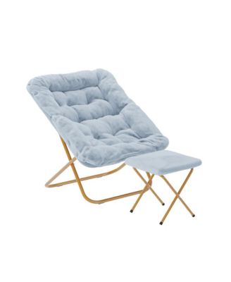 Aisling Oversized Folding Saucer Chair And Ottoman For Dorm, Bedroom