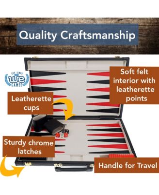 Tan Map Style Leatherette Backgammon Set, 14.75 x 9.75 in. closed