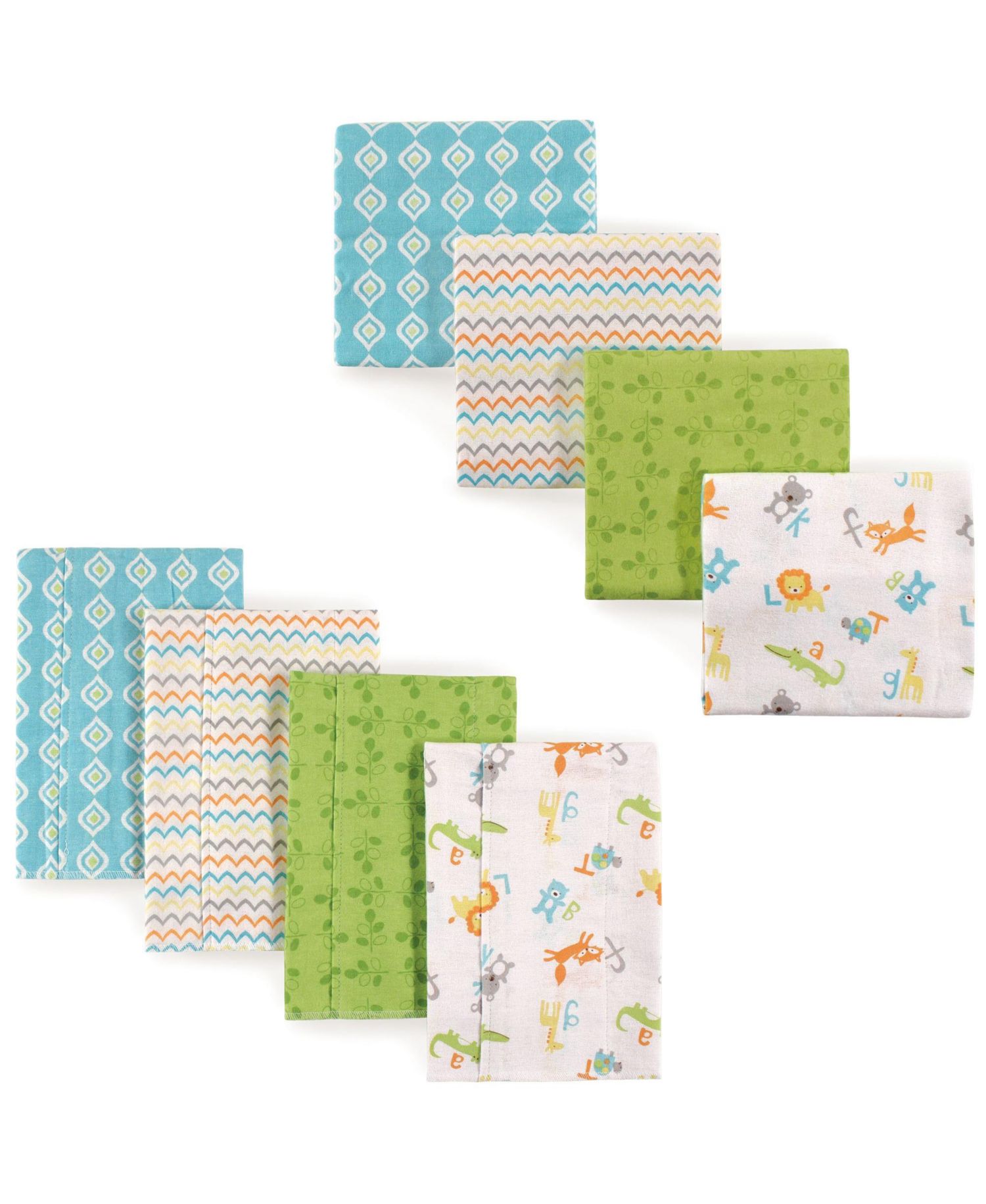 Comfortable Cotton Flannel 8-Piece Collection Receiving Blankets & Burp Cloths