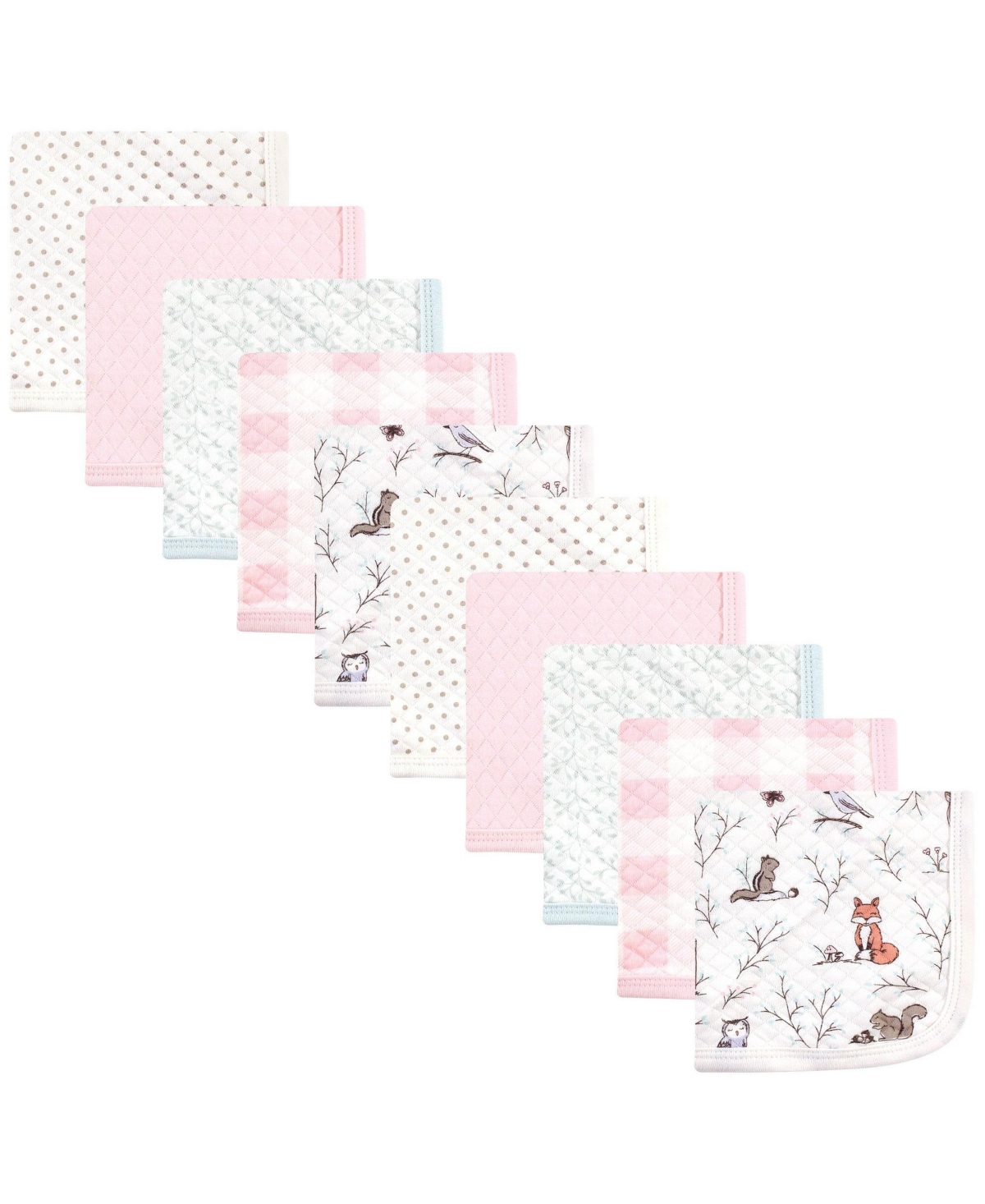 Hudson Baby Infant Girl 20Pc Quilted Cotton Washcloths, One Size - Moose enchanted forest