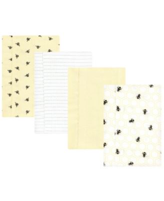 Unisex Gentle 4-Pack Cotton-Poly Flannel Baby Burp Cloths