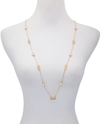 Gold-Tone Crystal & Open Oval 36" Strand Necklace