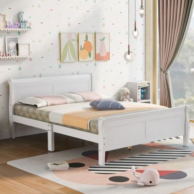 Streamdale Platform Bed with Headboard, Wood Support (Oak)