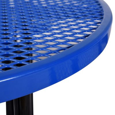Streamdale Round Outdoor Steel Picnic Table 46" blue, with umbrella pole