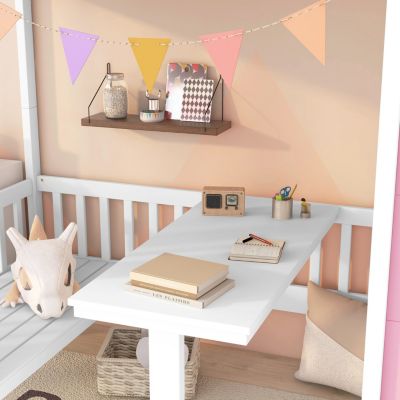 Streamdale Twin-Over-Twin Bunk Bed with Convertible Desk and Changer