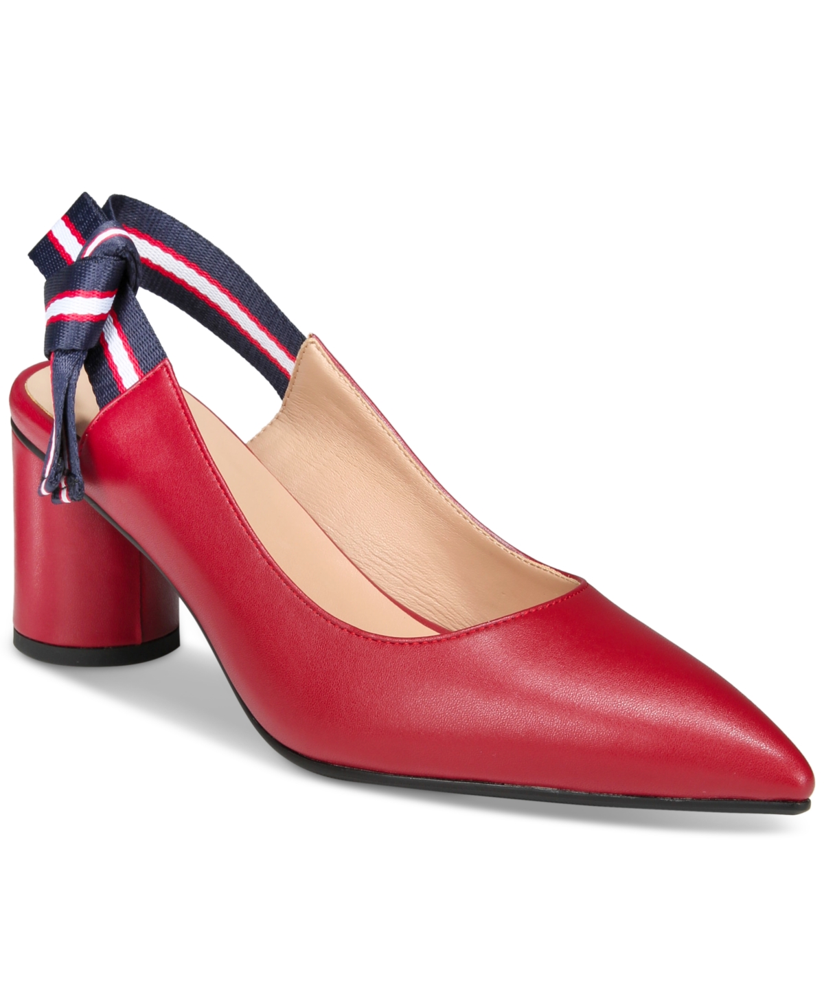 Vaila Shoes Women's Courtney Pointed-Toe Striped-Strap Slingback Pumps Extended Sizes 9-14