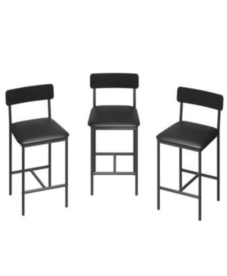 Bar Stools Set of 2, Barstool Set of 2, 25.5 Inches Upholstered Bar Chairs for 2, Counter Height Bar Stools Set for Island, Counter Bar, Retro Black