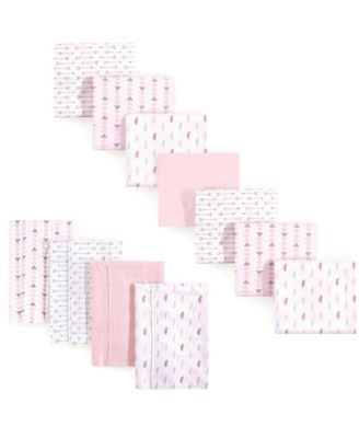 Luvable Friends Girls Cotton Flannel Burp Cloths and Receiving Blankets 11-Piece - Girl feathers 52$