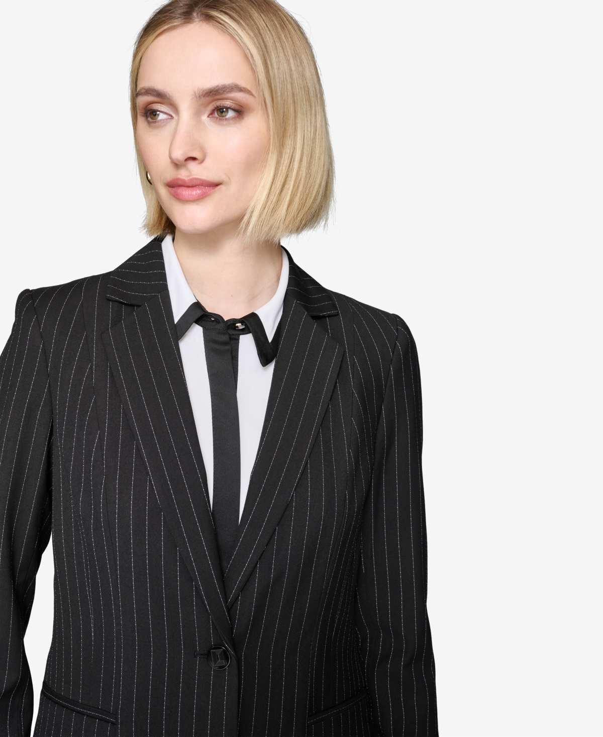 Karl Lagerfeld Paris Women's Pinstriped One-Button Blazer -sft Wt