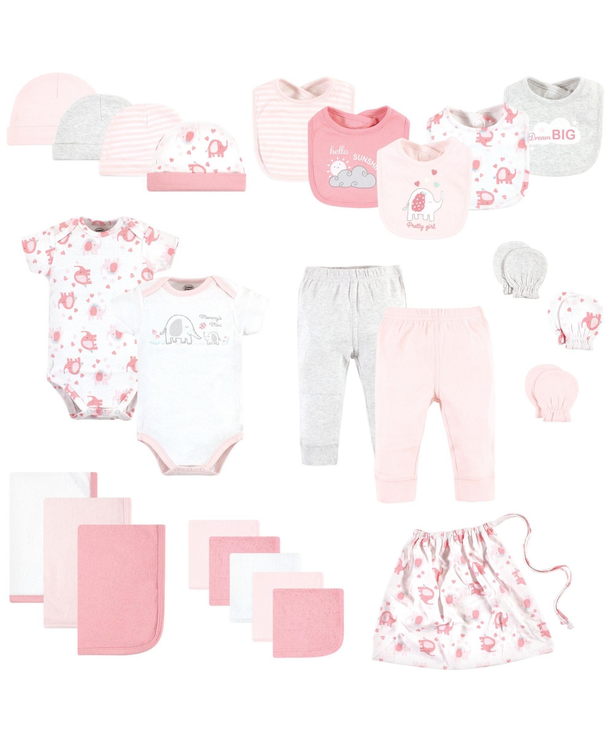Luvable Friends Baby Girls Layette Starter Set 25pc Basic Elephant, 0-6 Months