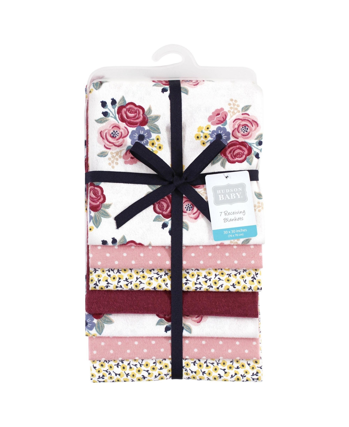 Hudson Baby Girls Seven-Piece Cotton-Poly Flannel Infant Swaddles & Wraps