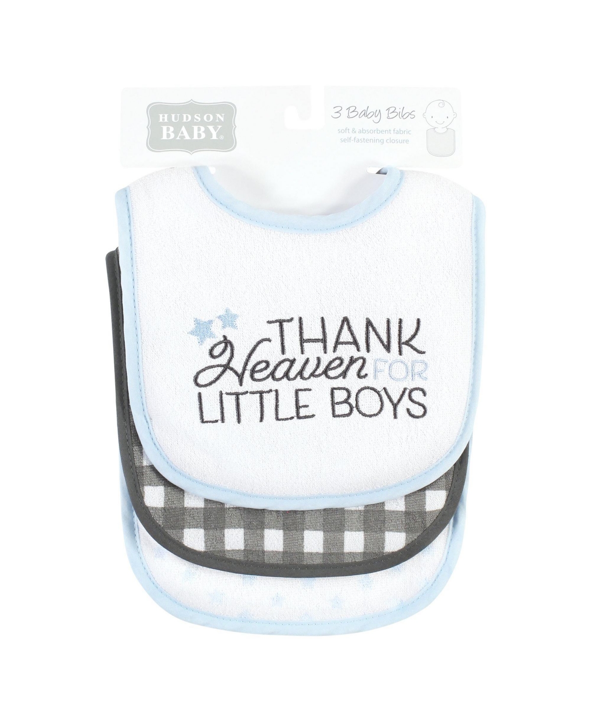 Hudson Baby Infant Boy Fiber Filled Drooler Bibs 3pk, I Love Mommy Lt. Blue, One Size