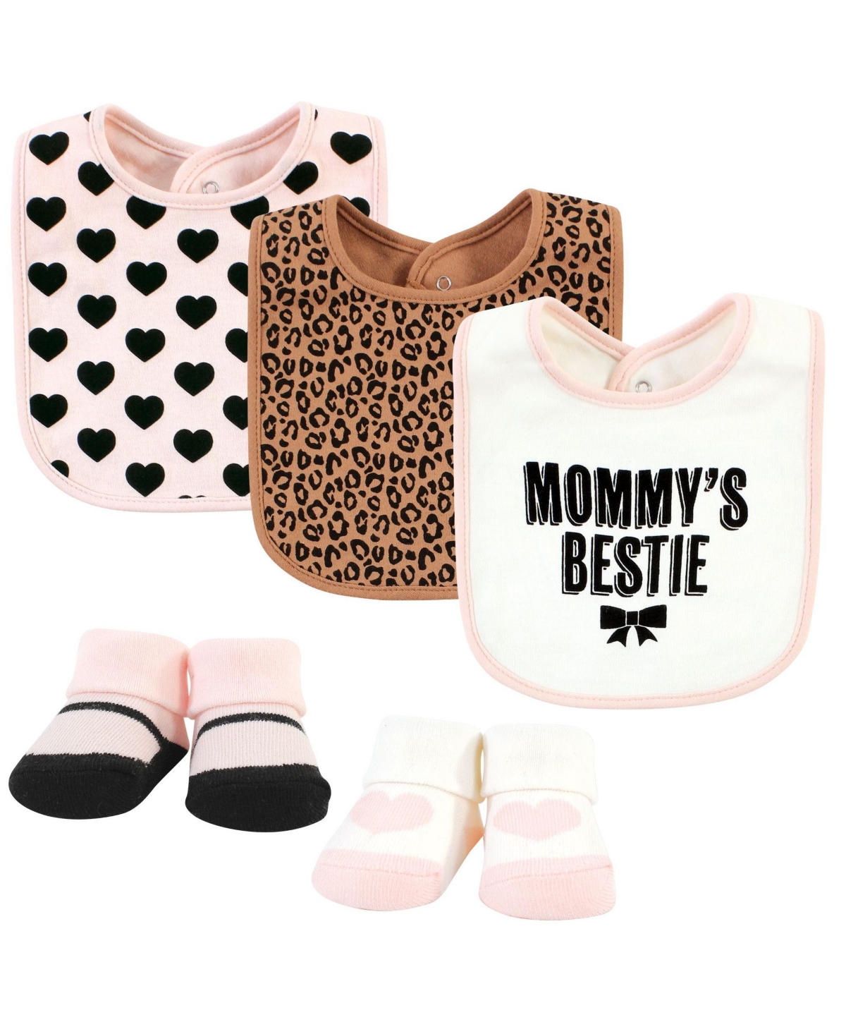 Hudson Baby Girls 5Pk Bibs and Socks Set