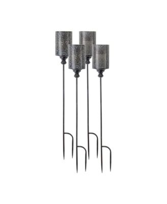 Punched Metal Candle Holder Garden Stake (Set of 4)