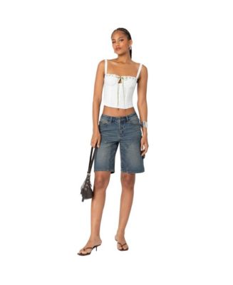 Edikted Women's Carpenter Denim Bermuda Shorts - Macy's